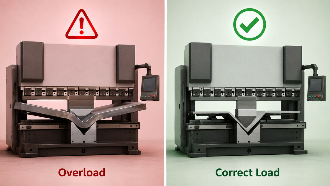 Press Brake Overload Versus Correct Load Press Brake Overload Versus Correct Load