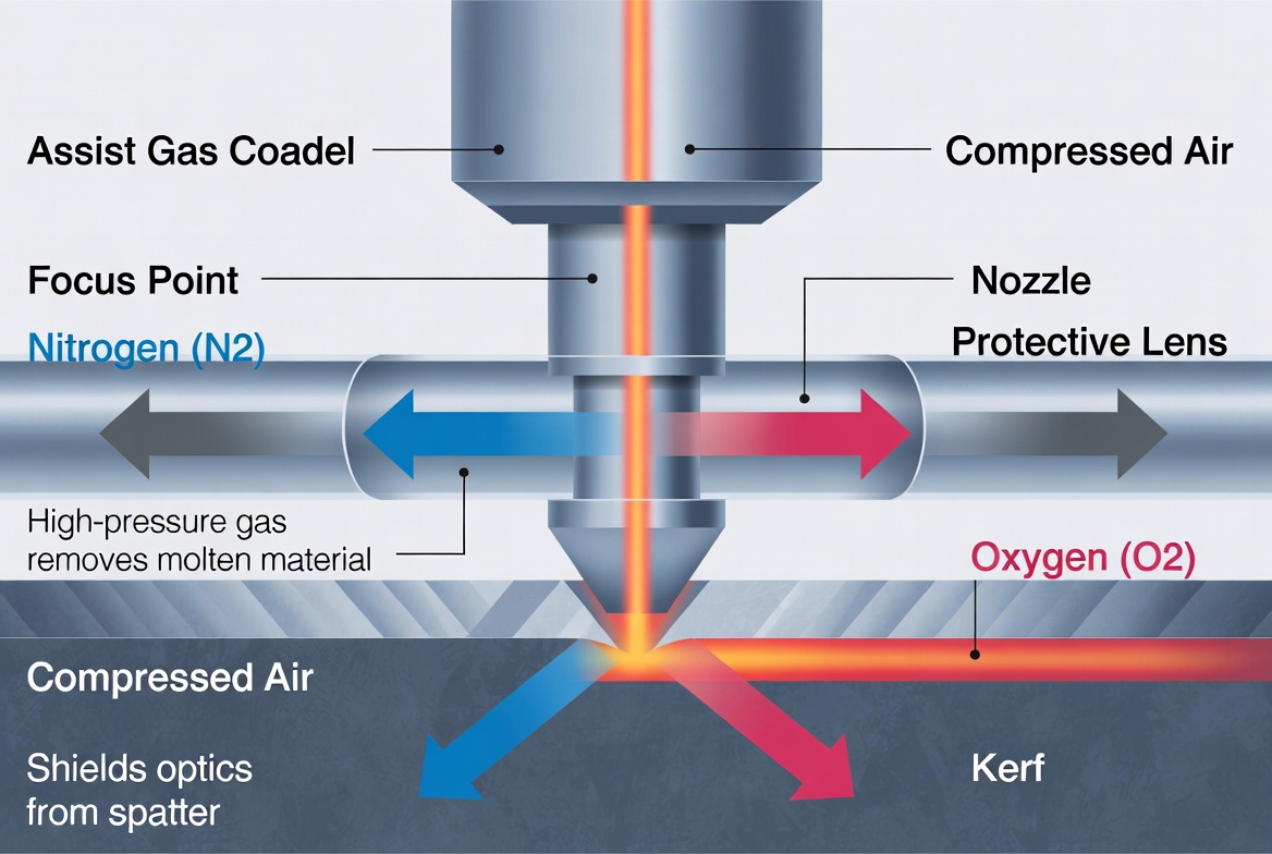 Laser Cutting Gas Flow Diagram Laser Cutting Gas Flow Diagram