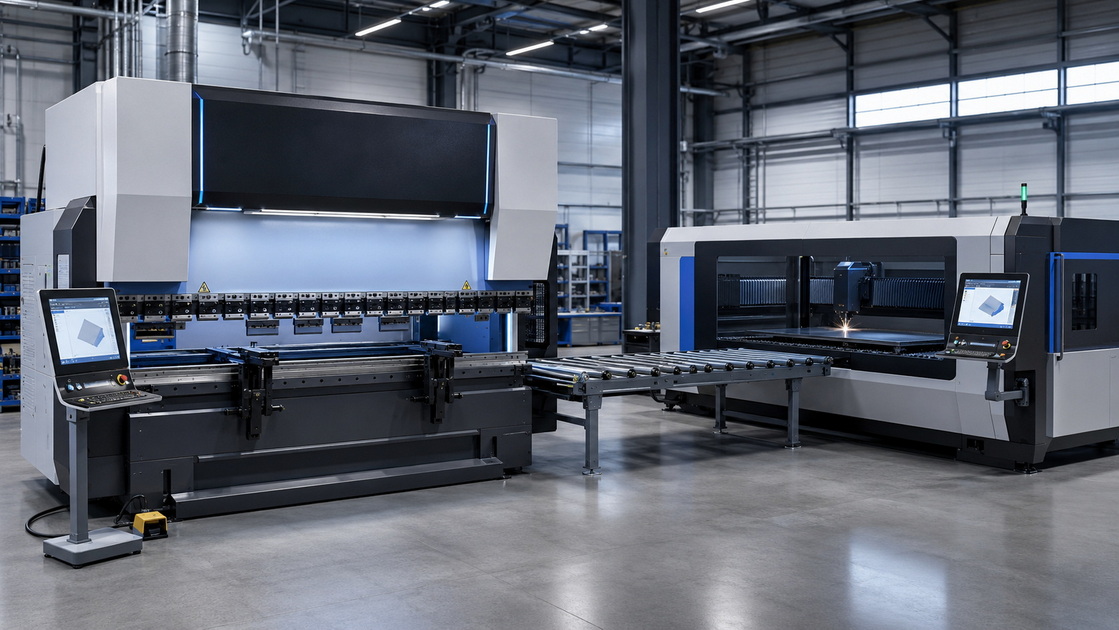 CNC Press Brake In Integrated Sheet Metal Cell CNC Press Brake In Integrated Sheet Metal Cell