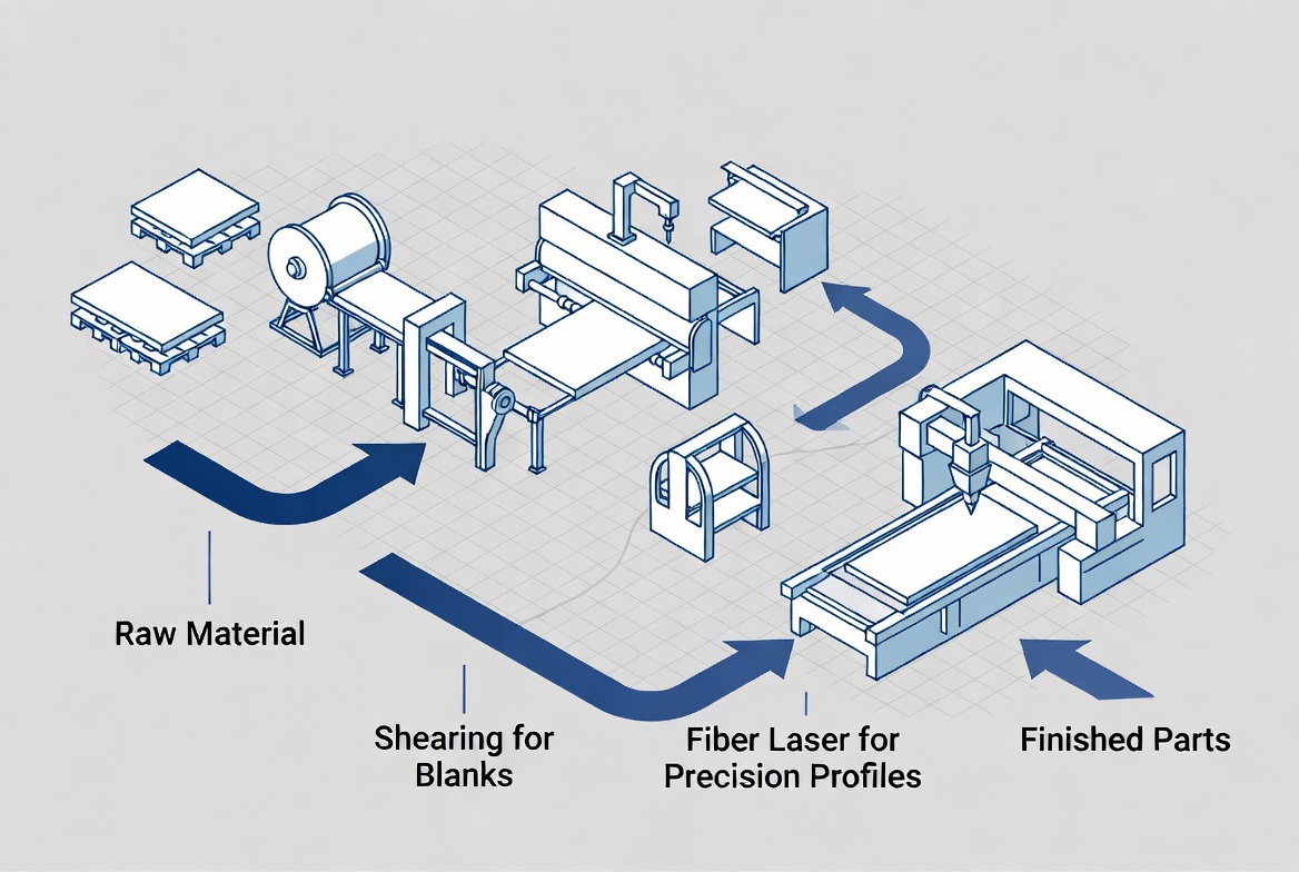 Hybrid Shear And Laser Cutting Line Layout