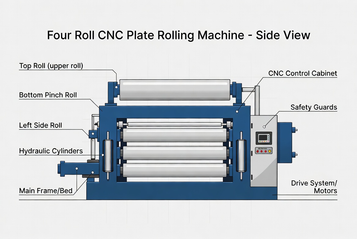 Four Roll CNC Plate Rolling Diagram